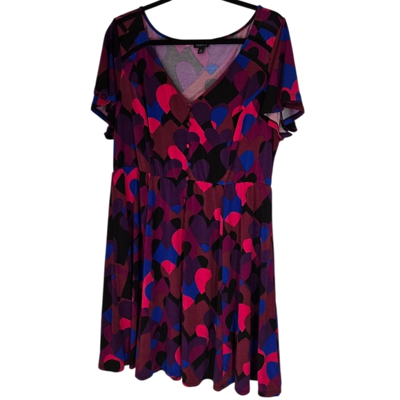 Torrid Flutter Mini Colorful Heart Print Women's Dress Size 2X - Picture 1 of 13